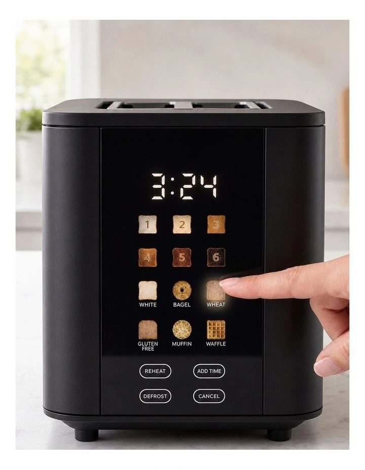 4-Slice Digital Toaster 800-950W Smart Touch Screen 6 Browning Levels Black image 3