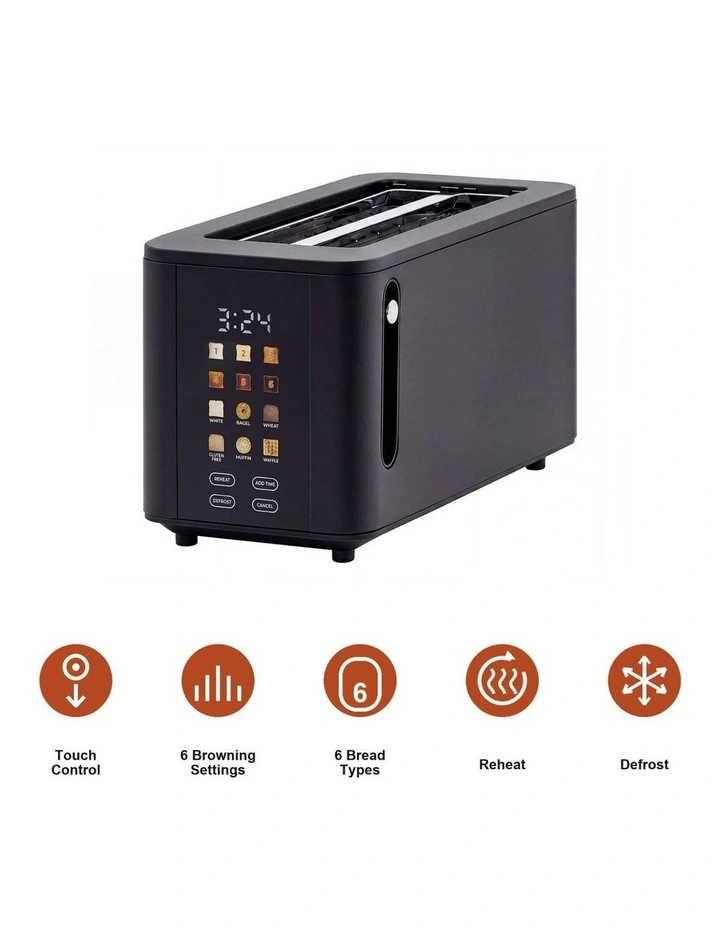 4-Slice Digital Toaster 800-950W Smart Touch Screen 6 Browning Levels Black image 4