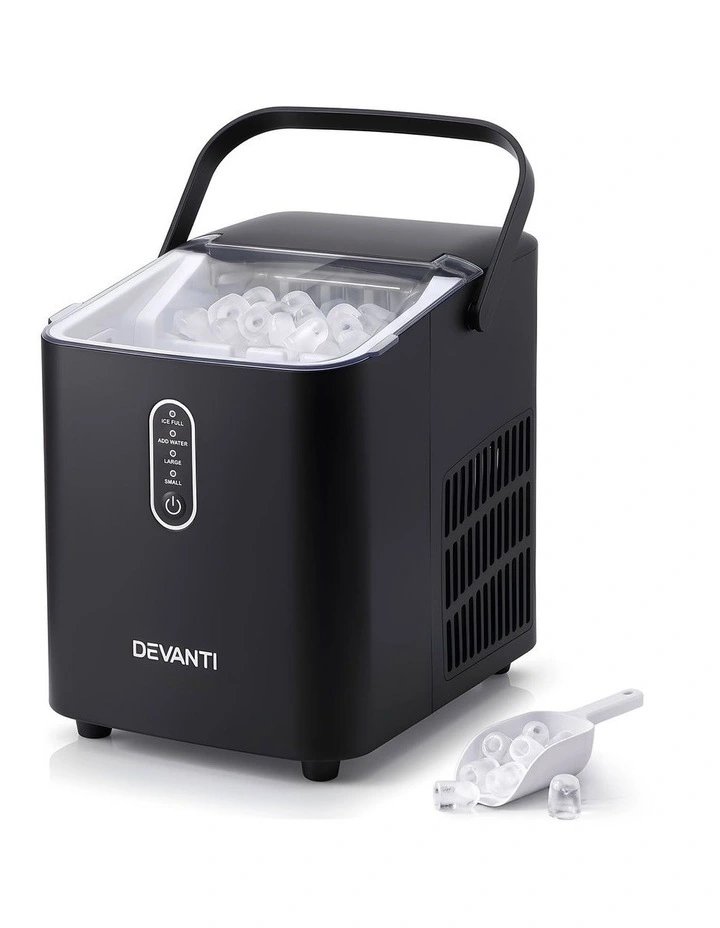 Devanti Ice Maker Portable Ice Machine Countertop Bullet Cube 12KG Black image 1