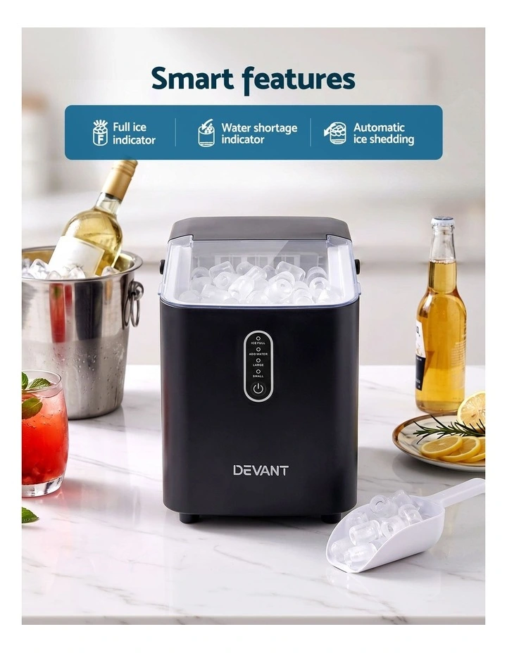 Devanti Ice Maker Portable Ice Machine Countertop Bullet Cube 12KG Black image 5