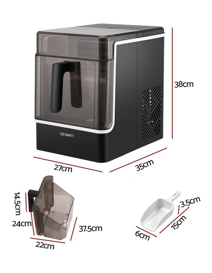 Devanti Ice Maker 23kg Portable Basket Square Cube Machine Black image 2