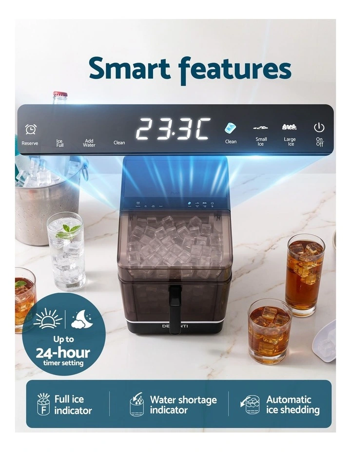 Devanti Ice Maker 23kg Portable Basket Square Cube Machine Black image 5