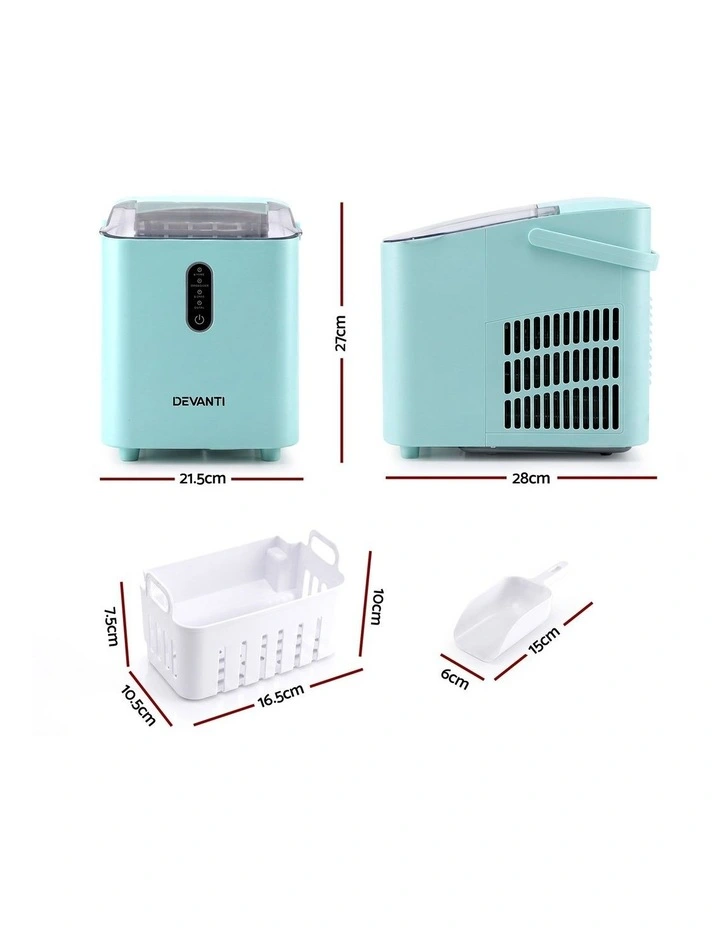 Devanti 12KG Ice Maker Machine Bullet Ice Cube Portable Green image 2