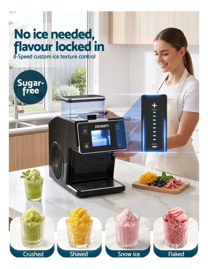 Devanti 20kg/24hr Ice Maker Snowflake Bingsu Shaved Ice Slushie Maker Black image 5