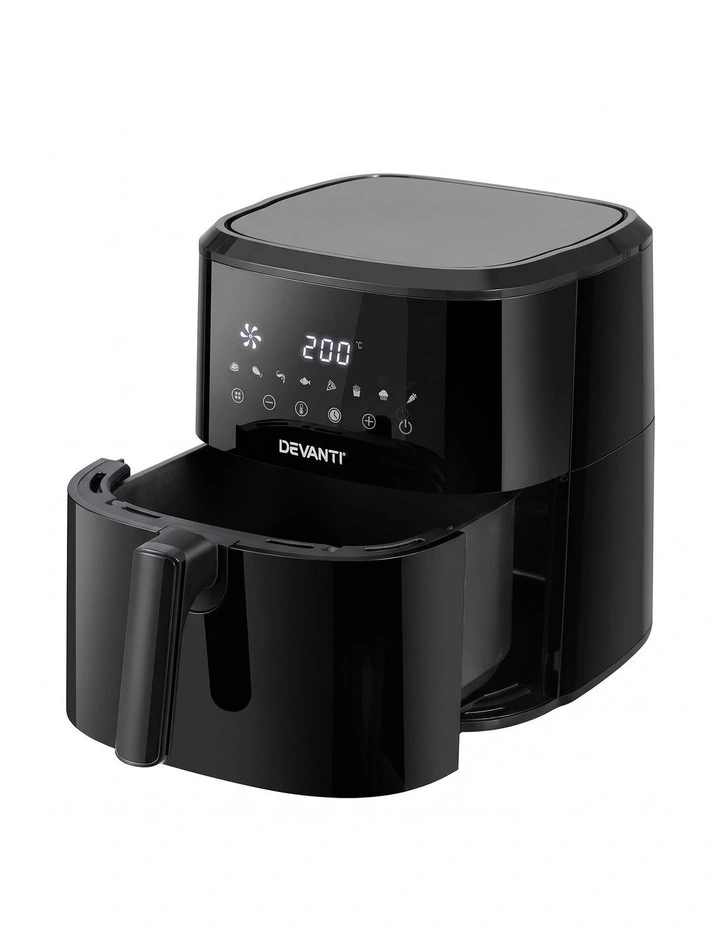 Devanti Air Fryer 6.5L 1700W Digital Touch 8 Presets Non-Stick Basket Black image 1