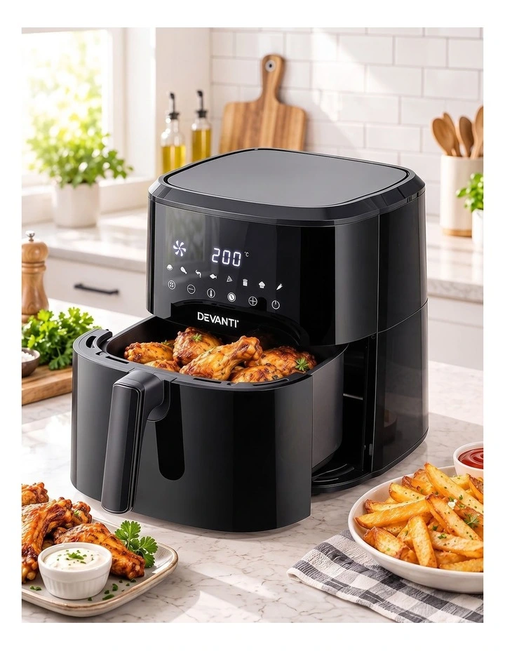 Devanti Air Fryer 6.5L 1700W Digital Touch 8 Presets Non-Stick Basket Black image 6