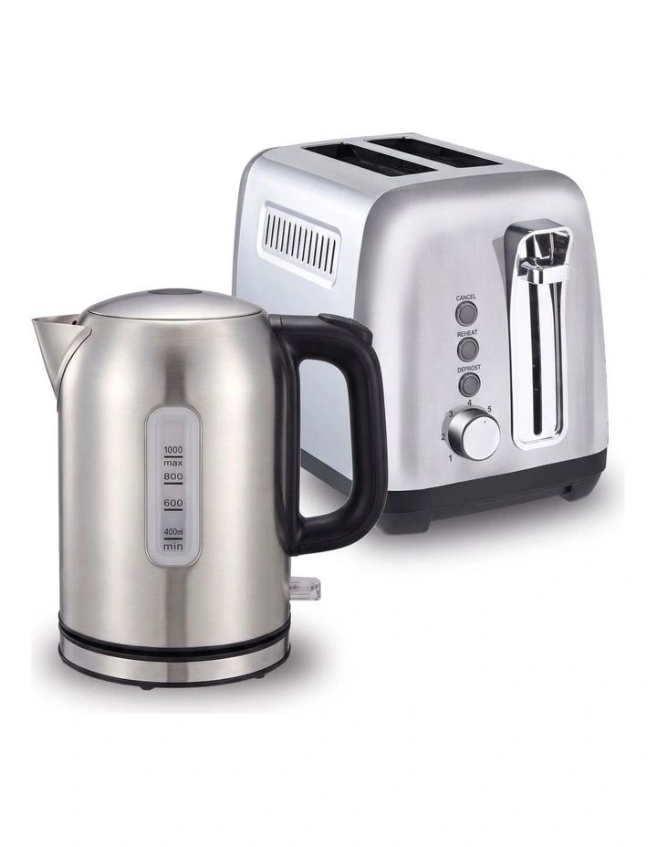 Morphy Richards Equip Kettle and Toaster Set Brushed Stainless Steel 1L Jug Kettle & 2 Slice image 1