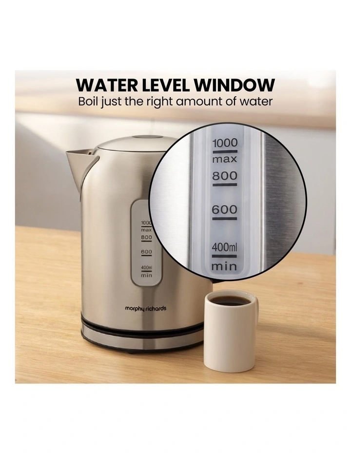 Morphy Richards Equip Kettle and Toaster Set Brushed Stainless Steel 1L Jug Kettle & 2 Slice image 6