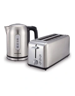 Morphy Richards Equip Stainless Steel Kettle and Toaster Set, 1L Jug Kettle & 4 Slice Long Slot