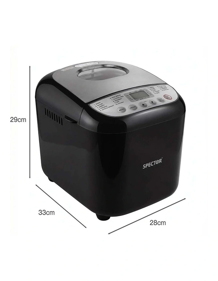 Spector 19-In-1 Automatic Bread Machine With Non Stick Pan For Home Baking Black image 2