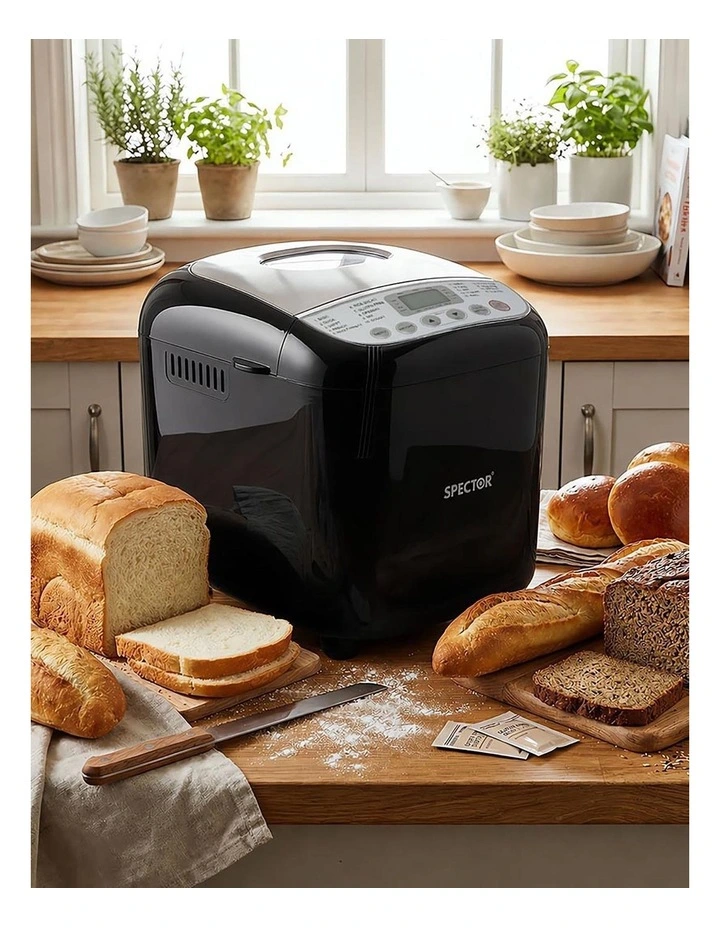 Spector 19-In-1 Automatic Bread Machine With Non Stick Pan For Home Baking Black image 7
