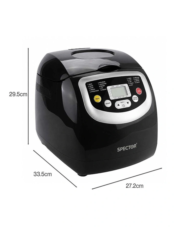Spector Automatic Bread Machine 19 In 1 600W with LCD 15H Timer for Home Black image 3
