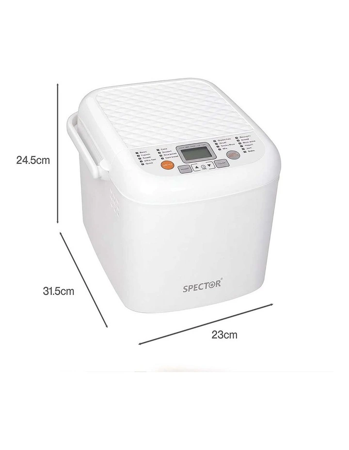 Spector Automatic Bread Machine 19-In-1 500W Quiet Motor 1.2Lb White for Home image 2