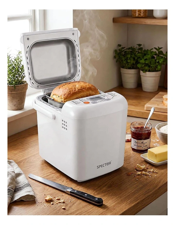 Spector Automatic Bread Machine 19-In-1 500W Quiet Motor 1.2Lb White for Home image 6