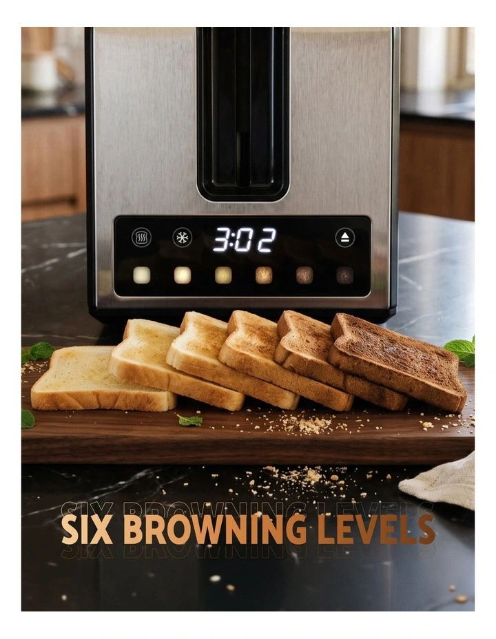 Devanti 2-Slice Toaster, LED Display 3.5cm Wide Slots 6 Browning Levels image 3