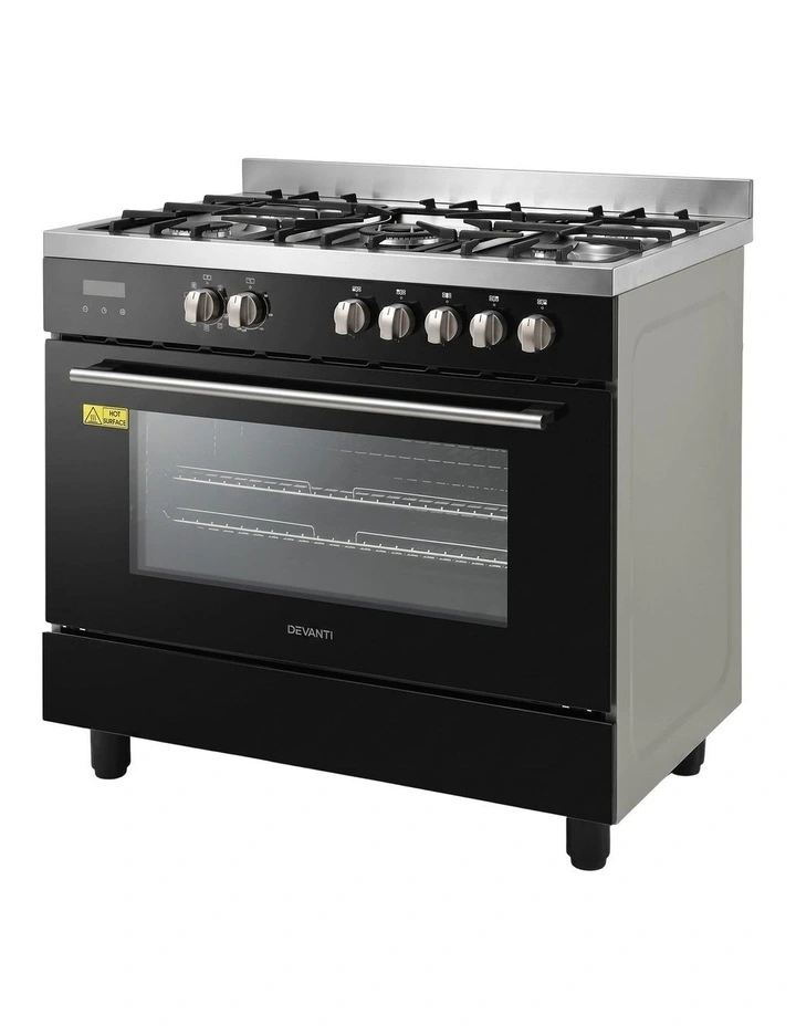 Devanti 90cm Dual Fuel Cooker Gas Cooktop Electric Oven 5 Burner image 3