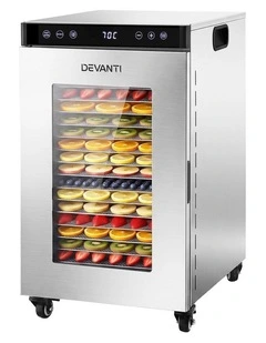 Devanti Food Dehydrator Stainless Steel Fruit Dryer 16 Tray Silver