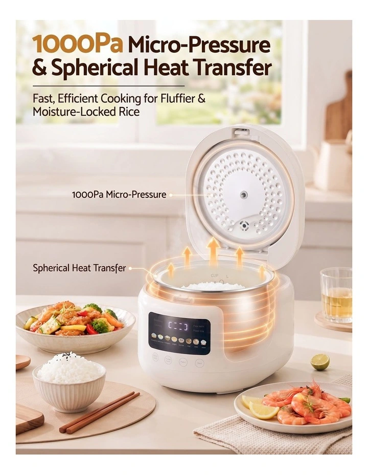 Devanti 3L Rice Cooker Small 6 Cup 8-in-1 Multi Cooker with 24H Preset Off-White image 5