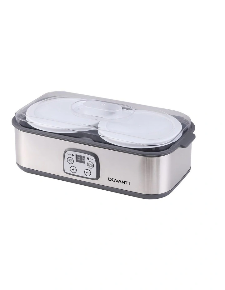 Devanti Greek Yoghurt Maker Machine 2x960ml Large Tubs Temp Control Grey image 1