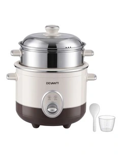 Devanti 3L Rice Cooker Small 6 Cup Multi Cooker with Steamer
