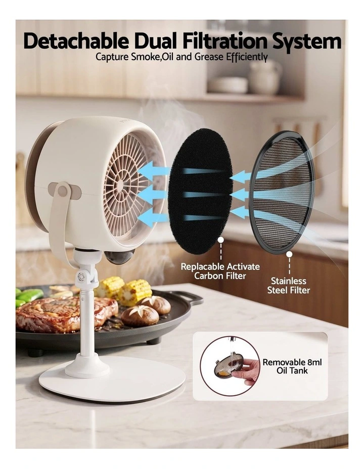Devanti Portable Range Hood  5-Speed Rechargeable Desktop Extractor Fan BBQ image 6