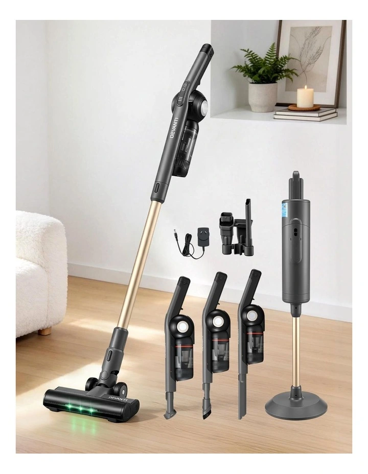 Devanti Cordless Stick Vacuum Auto-Empty Station 18kPa HEPA Filter Grey image 3