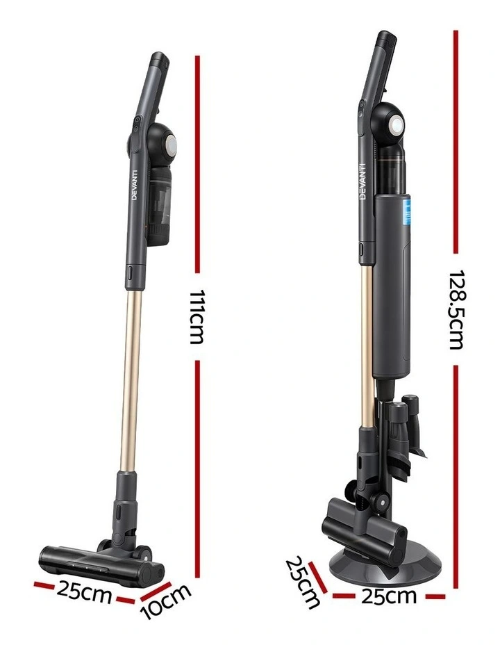 Devanti Cordless Stick Vacuum Auto-Empty Station 18kPa HEPA Filter Grey image 4
