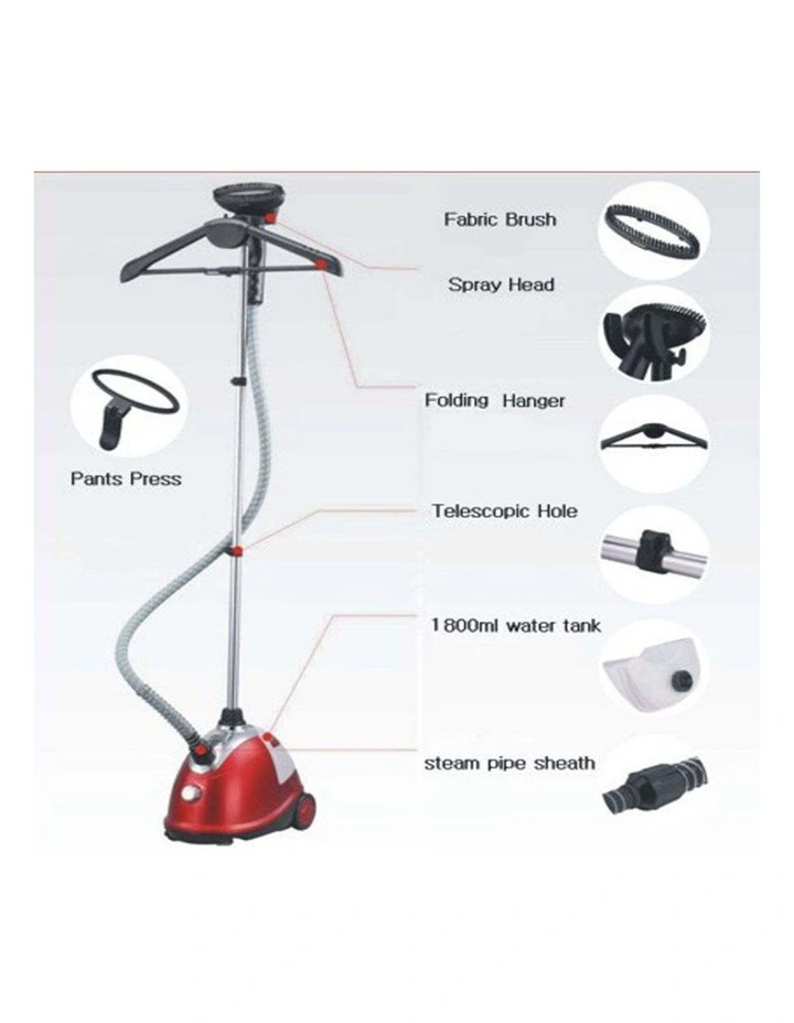 SOGA 2 Pack 1800W Upright Garment Steamers - Red image 7