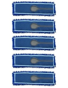 SOGA 5X 100x22 Blue Microfiber Flat Mop Floor Cleaning Pads Rotating Dust Remover