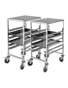 SOGA 2 Pack Gastronorm Trolley 7 Tier Stainless Steel Bakery Trolley 60x40cm Tray