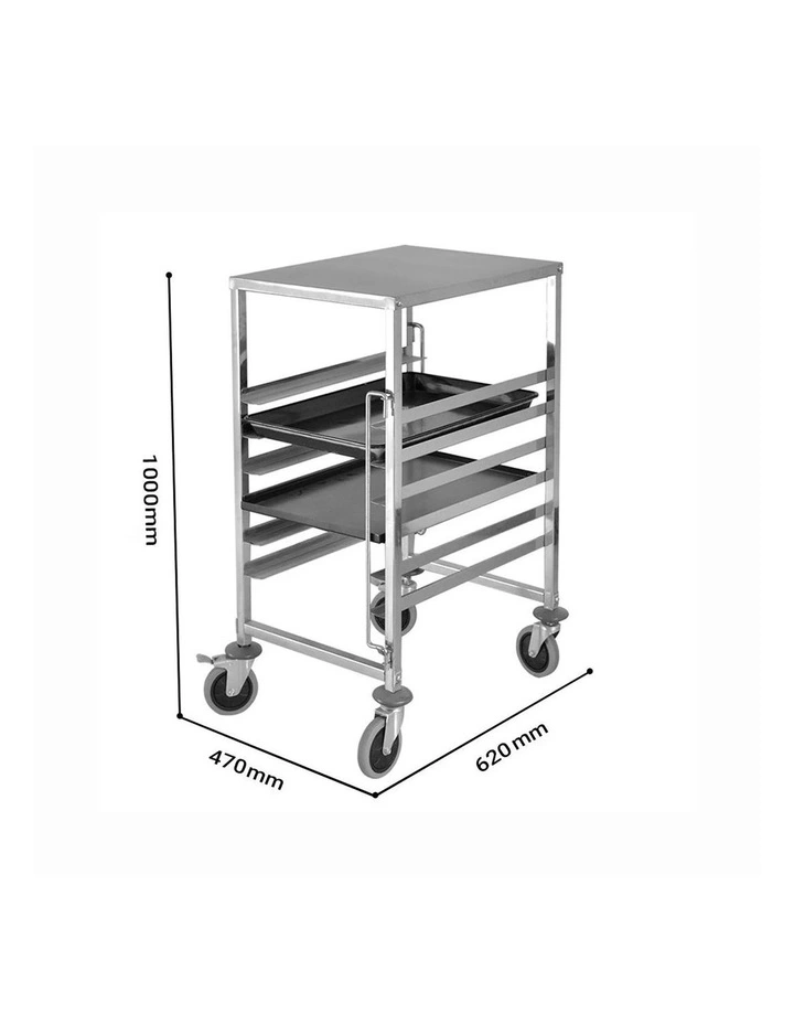 SOGA 2 Pack Gastronorm Trolley 7 Tier Stainless Steel Bakery Trolley 60x40cm Tray image 2
