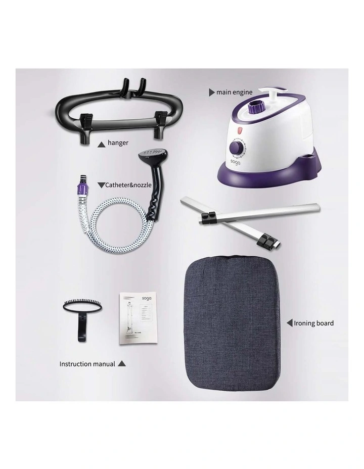 SOGA 1700ml Twin Pole Garment Steamer Purple image 7