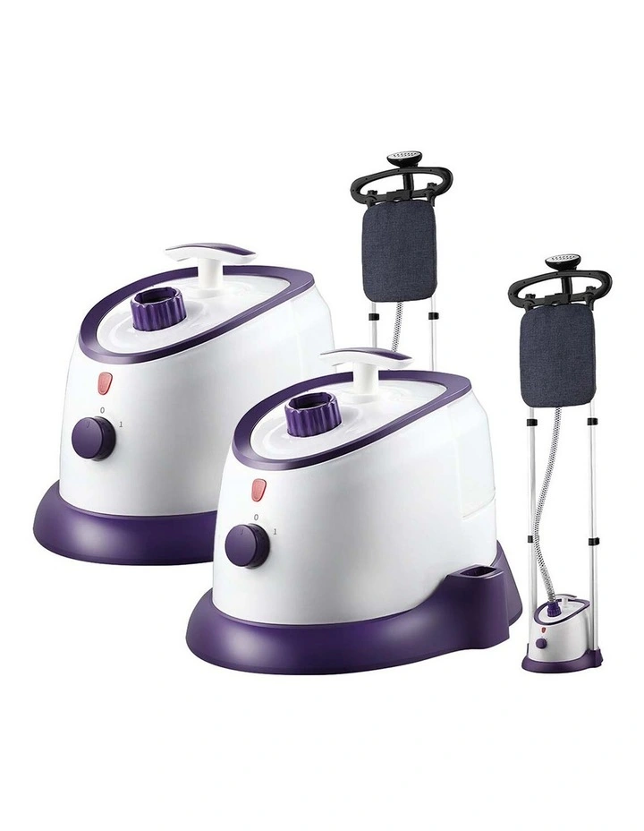 SOGA 2 Pack 1800W Twin Pole Garment Steamers with 1.7L Tanks - Purple image 1