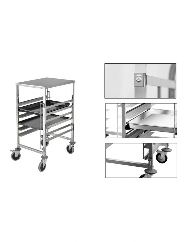 SOGA Gastronorm Trolley 7 Tier Stainless Steel Bakery Trolley 60x40cm Tray image 5