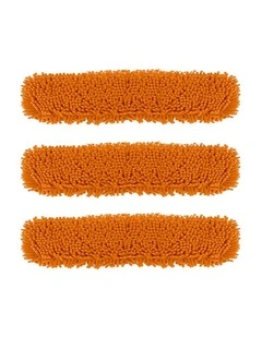 SOGA 3X 80x12 Orange Microfiber Flat Mop Floor Cleaning Pads Rotating Dust Remover