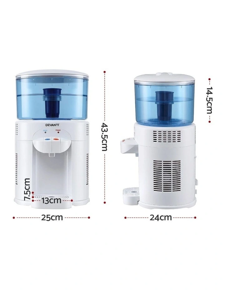 Devanti 5L Bench Top Water Cooler Dispenser with Filter 2 Taps Countertop Water Purifier image 3
