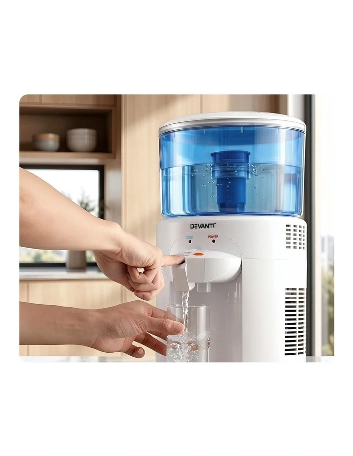 Devanti 5L Bench Top Water Cooler Dispenser with Filter 2 Taps Countertop Water Purifier image 5