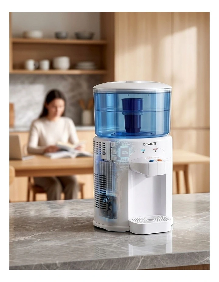Devanti 5L Bench Top Water Cooler Dispenser with Filter 2 Taps Countertop Water Purifier image 6