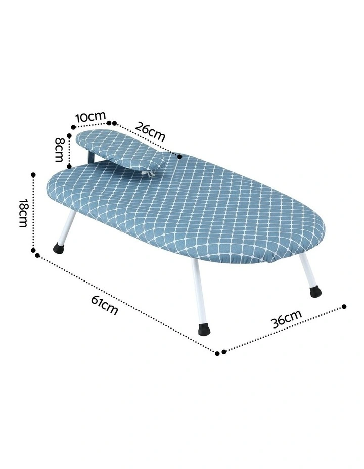 Artiss Tabletop Ironing Board with Small Ironing Boards with Folding Legs Blue image 2