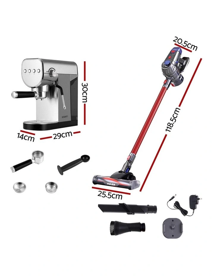 Devanti K7 Cordless Stick Vacuum Cleaner plus Coffee Maker Machine Espresso image 2