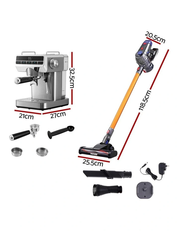 Devanti K7 Cordless Stick Vacuum Cleaner plus Coffee Maker Machine Espresso image 2