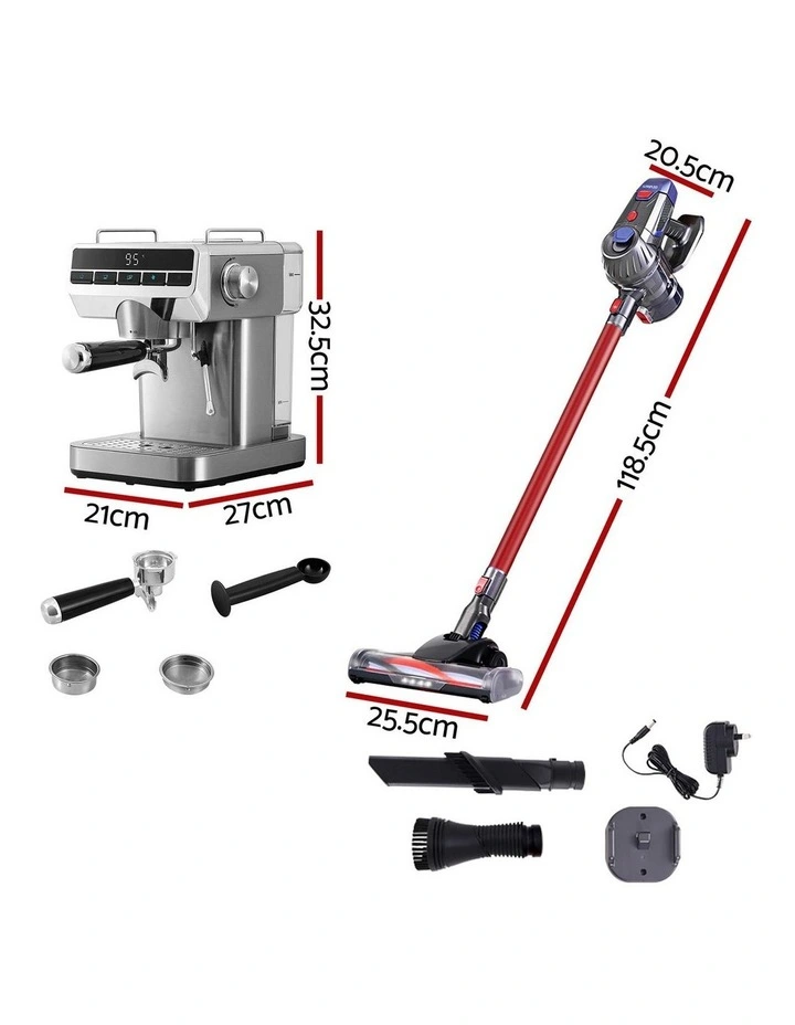 Devanti K7 Cordless Stick Vacuum Cleaner plus Coffee Maker Machine Espresso image 2