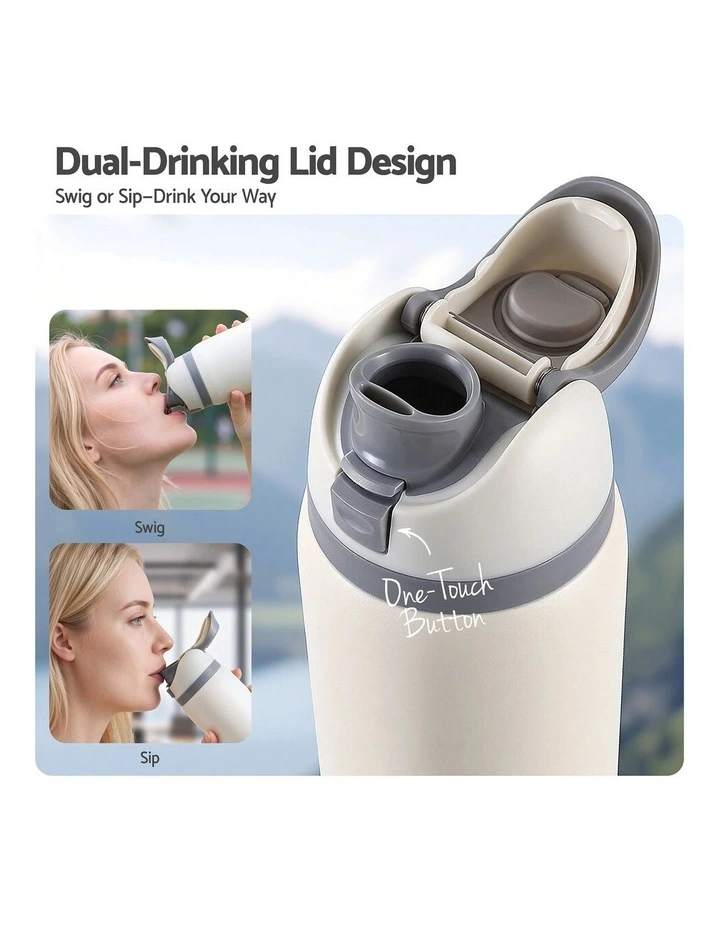 Everfit 950ML Insulated Water Bottle with Straw Stainless Steel Drink Bottle image 6