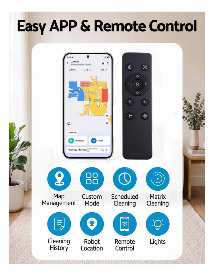 DEVANTI Robot Vacuum and Mop, Self-Empty APP Control 6000Pa LDS Laser 3in1 image 6