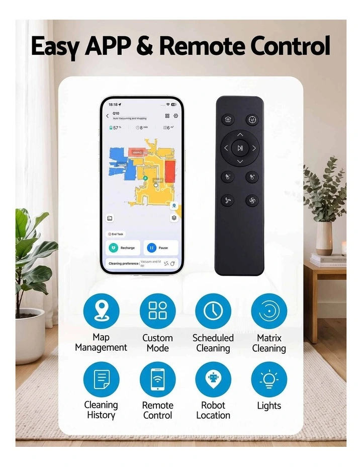 DEVANTI Robot Vacuum and Mop, APP Control 6000Pa LDS Laser 3-in-1 Cleaning image 6