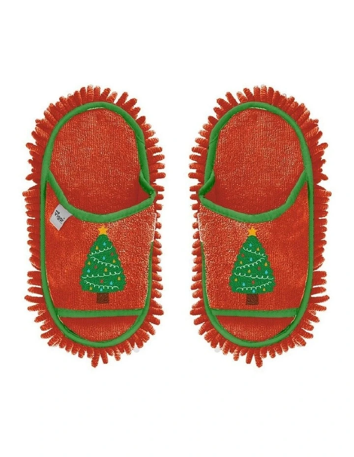 VIGAR Microfibre Slipper Mop Pair Christmas Tree Red Festive Cleaning Home image 1