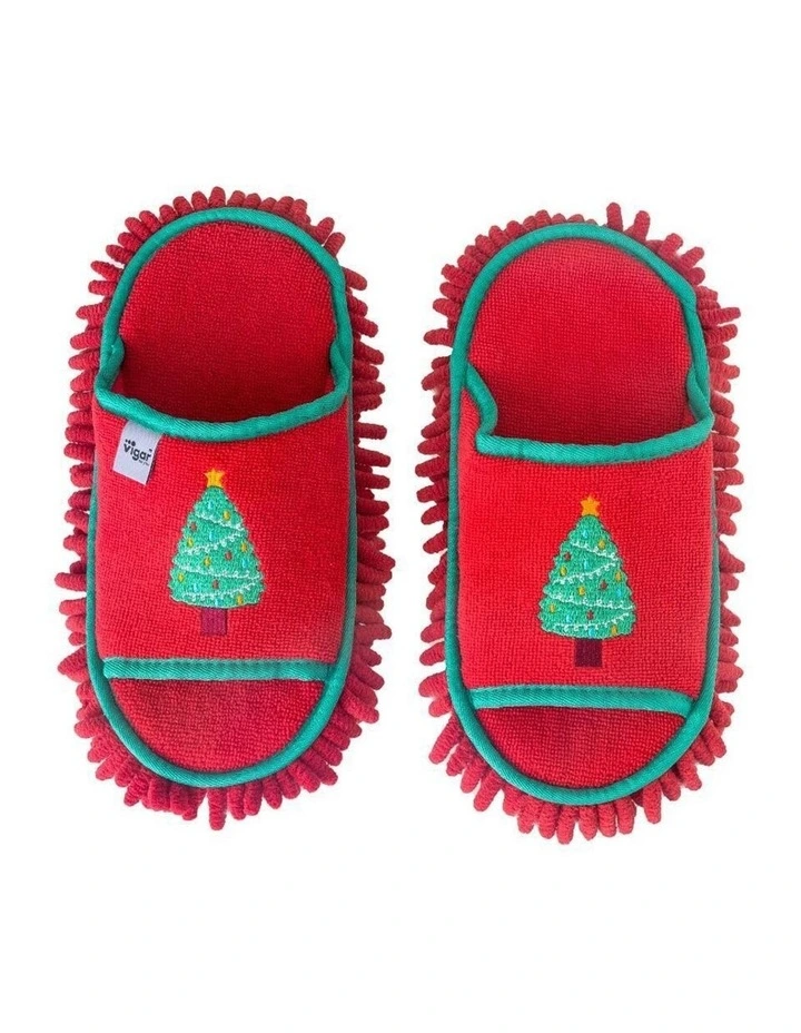VIGAR Microfibre Slipper Mop Pair Christmas Tree Red Festive Cleaning Home image 3