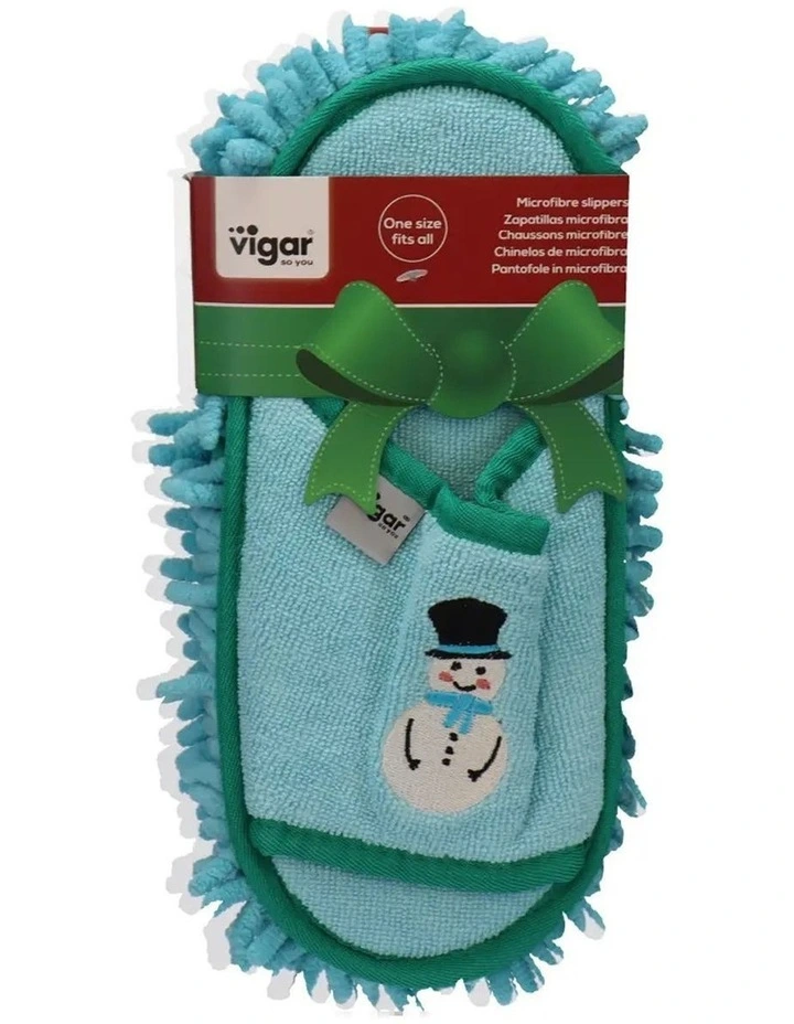 Vigar Microfibre Slipper Mop Pair Blue Snowman Home Cleaning image 1