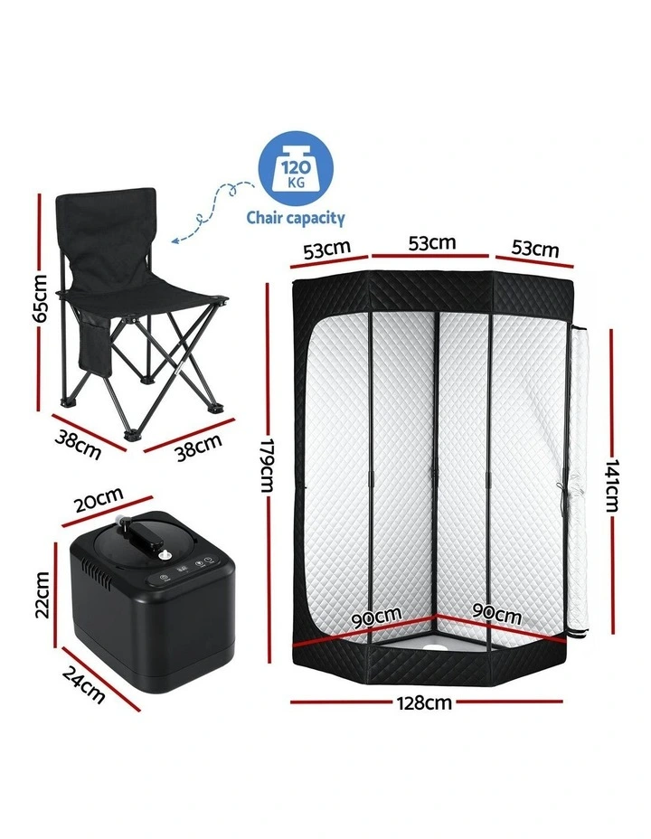 Portable Steam Sauna Tent 1000W 3L Steamer Pot in Black image 4
