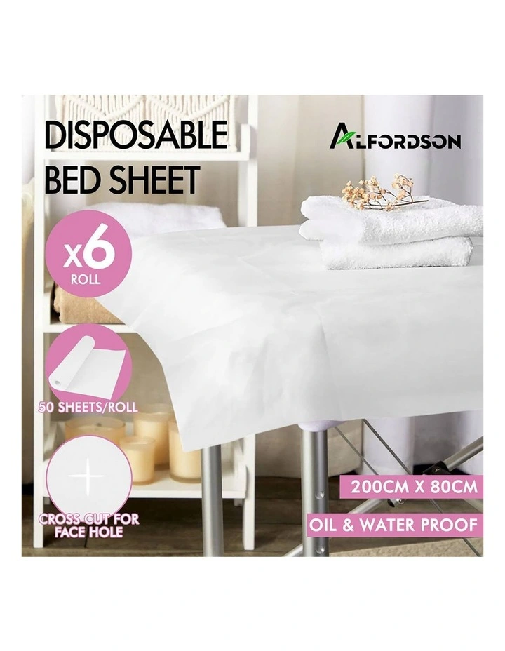 300X Disposable Bed Sheet Non-woven Massage Table Cover SPA Salon White image 2